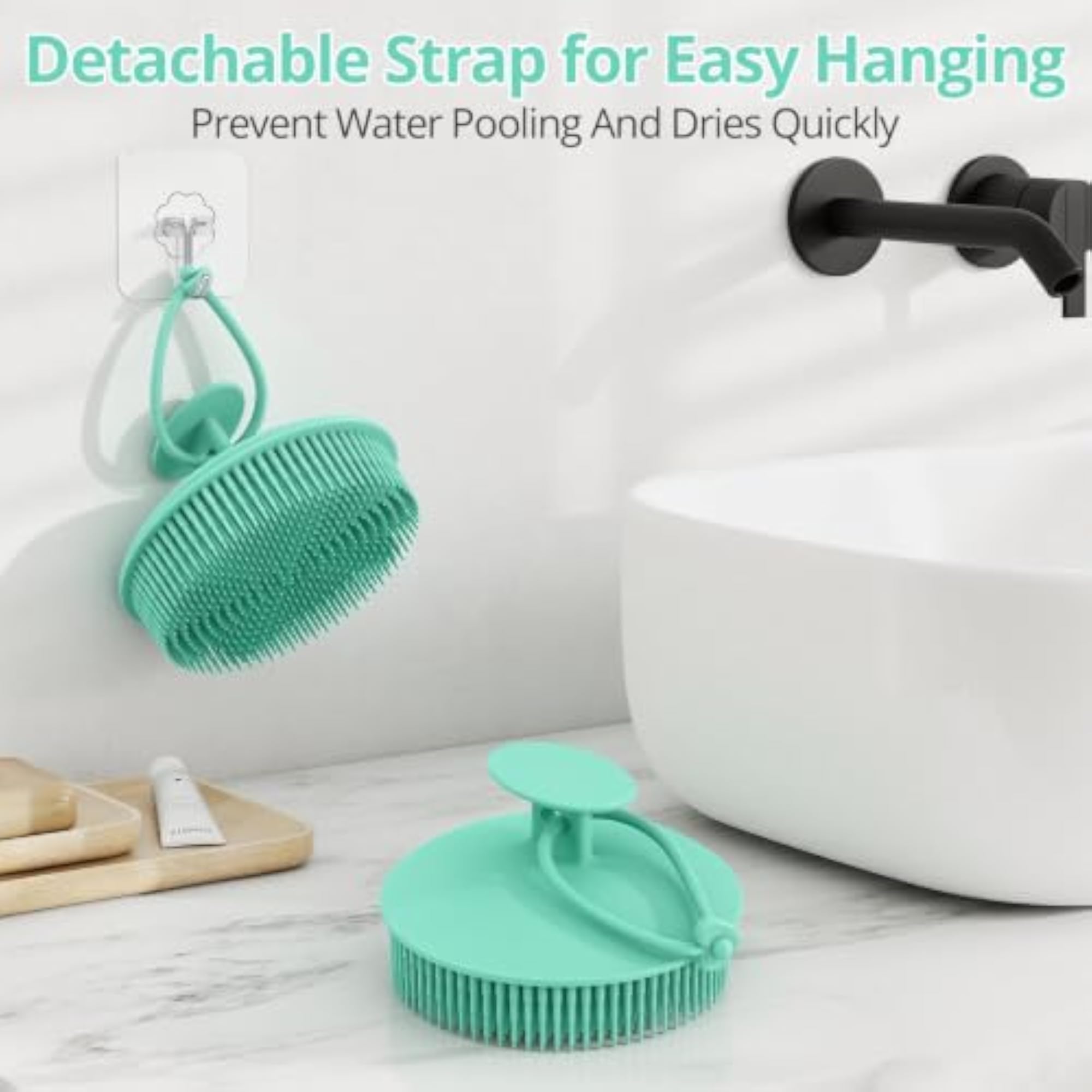 Silicone Body Brush Shower with Hanging Strap, Handy Bath Brush